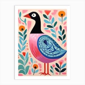 Pink Scandi Coot 2 Art Print