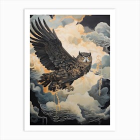 Owl 1 Gold Detail Painting Art Print