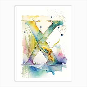 X  Letter, Alphabet Storybook Watercolour 1 Art Print
