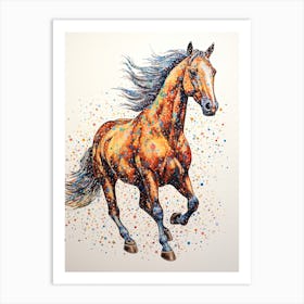 A Horse Painting In The Style Of Pointillism 2 Art Print