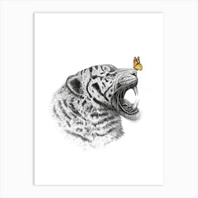 Tiger With Butterfly 1 Art Print