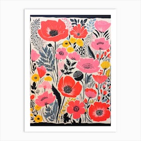 Vibrant Poppies Screen Print Art Print