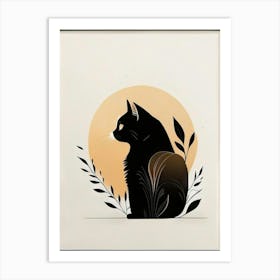 black cat mininalist portrait 12 Art Print