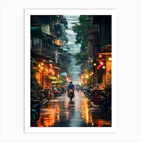 Rainy Street In Vietnam Art Print