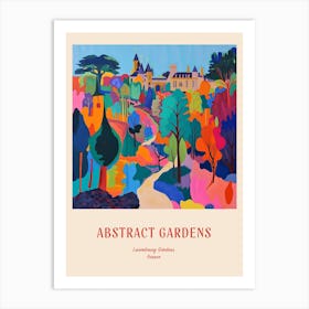 Colourful Gardens Luxembourg Gardens France 3 Red Poster Art Print