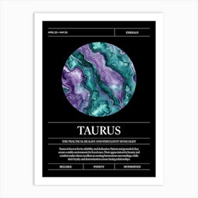 Emerald Crystal Gem, Taurus Zodiac Sign Art Print