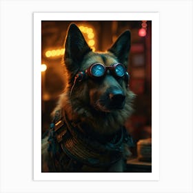 Dog In Goggles Art Print