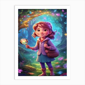 Girl With A Magnifying Glass Art Print