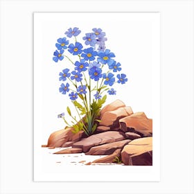 Forget Me Not, Sprouting From A Rock In The Dessert  (4) Art Print