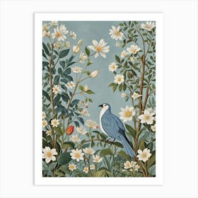 Blue Bird In The Garden 1 Art Print