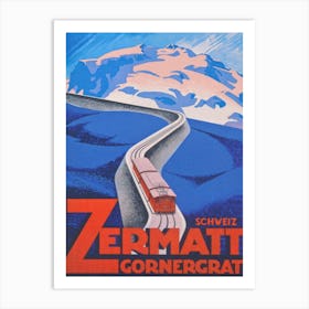 Zermatt Train Vintage Ski Poster Art Print
