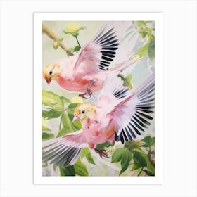 Pink Ethereal Bird Painting American Goldfinch 3 Art Print