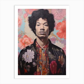 Jimi Hendrix Floral Portrait 4 Art Print
