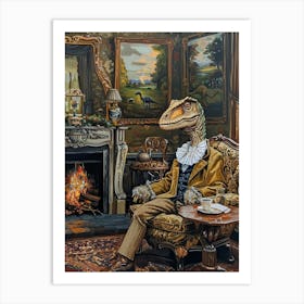 Dinosaur In A Victorian House Painting 1 Art Print