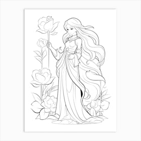 Bloom Body Girl Line Art 4 Art Print