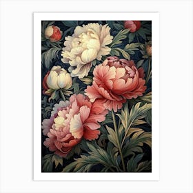 William Morris Peonies Pink And Red Vintage  Art Print