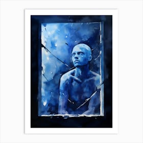 Blue Man In Window Art Print