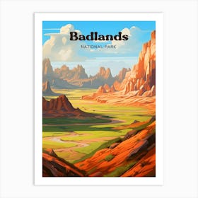 Badlands South Dakota Mountain Modern Travel Art Art Print