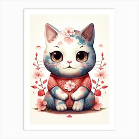 Kawaii Cat Drawings 4 Art Print