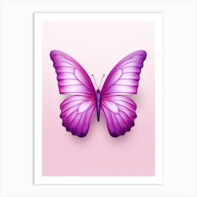 Butterfly On A Pink Background Art Print