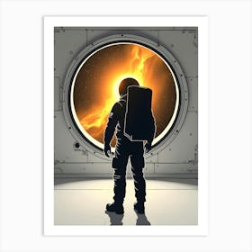 Astronaut Looking Out A Window Art Print