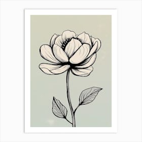 Line Art Lotus Flowers Illustration Neutral 8 Art Print
