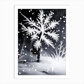 Frost, Snowflakes, Black & White 4 Art Print