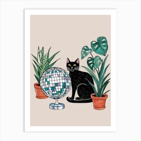 Disco Cat Art Print