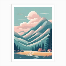 Landscape With Mountains And Trees Art Print