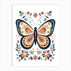 Butterfly With Flowers 3 Art Print