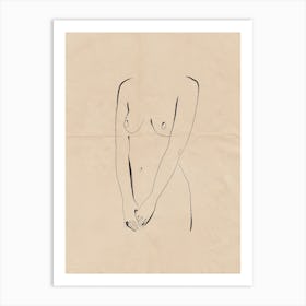 Nude On Vintage Paper 01 Art Print