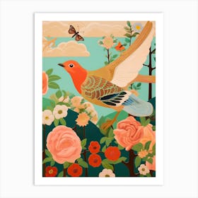 Maximalist Bird Painting European Robin 1 Art Print