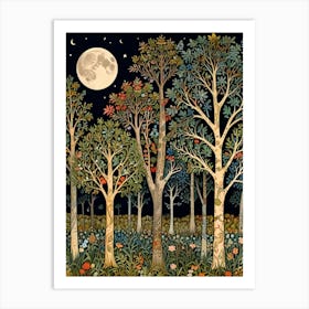 William Morris Moonlight In The Forest 40 Art Print