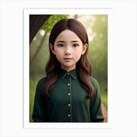 Girl in Green dress Art Print