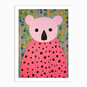Pink Polka Dot Koala 1 Art Print