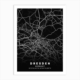 Dresden Germany Black Map Art Print