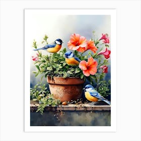 Birds In A Pot Art Print