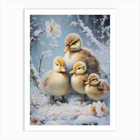 Snowy Winter Duckling 4 Art Print