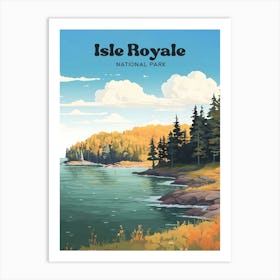 Isle Royale National Park Michigan Camping Modern Travel Illustration Art Print