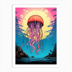 Jellyfish Retro Pop Art 1 Art Print