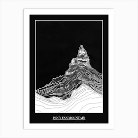 Pen Y Fan Mountain Line Drawing 2 Poster Art Print