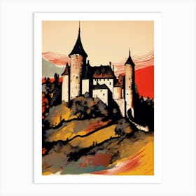 Castle In the Alps, Lithograph, Abstract Art Print