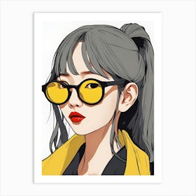 Asian Girl With Glasses , Pop art Art Print