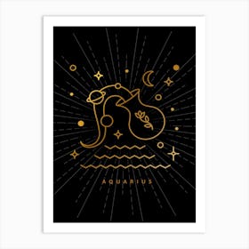 Aquarius Zodiac Sign — Zodiac geometric Art Print