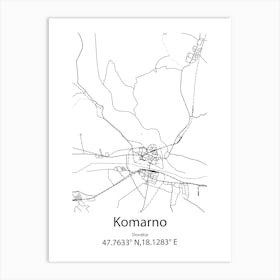 Komarno,Slovakia Minimalist Map Art Print