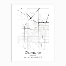 Champaign,United States Minimalist Map Art Print