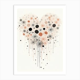 Delicate Geometric Paint Drip Heart Art Print