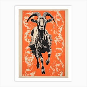 Goat, Woodblock Animal Drawing 3 Art Print