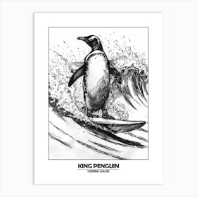 Penguin Surfing Waves Poster 8 Art Print