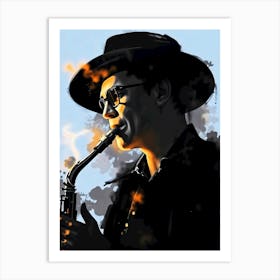 Saxophone Player Paint Portrait Art Print